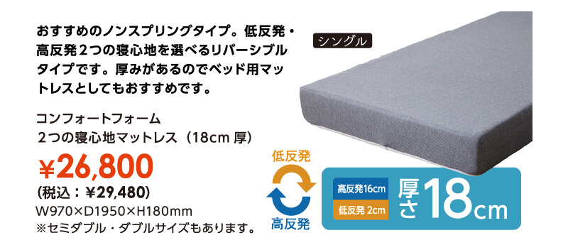 ２つの寝心地マットレス　コンフォートフォーム